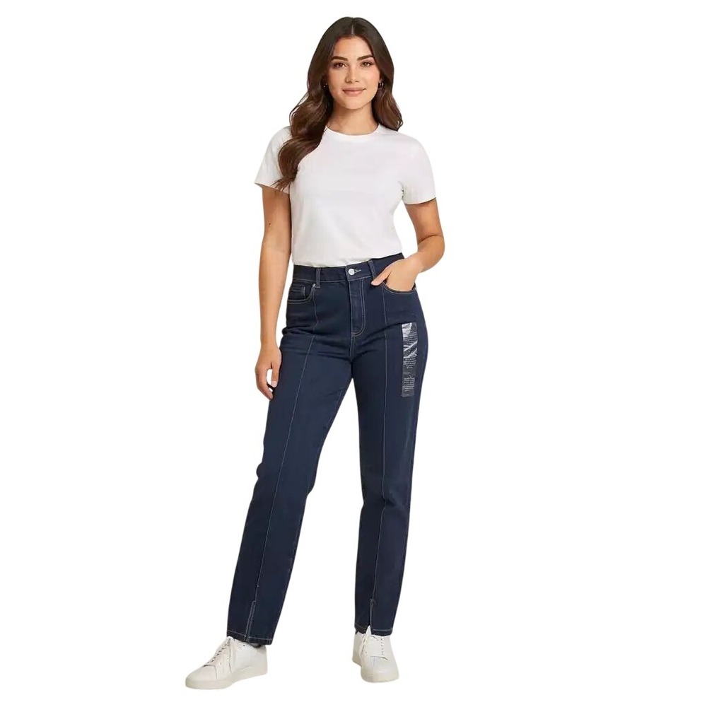 Tommy Hilfiger Tribeca Skinny Jeans Dark Wash Front Seam Split Hem Size 4 NWT
